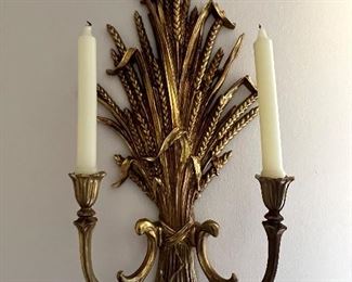 Vintage wheat wall candle holders