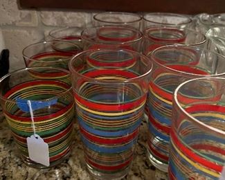 Vintage Mambo Fiesta striped drinking glasses - No chips or cracks
