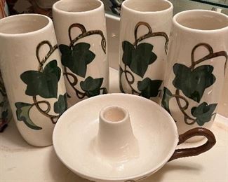 Poppy Trail Ivy glasses and candle holder