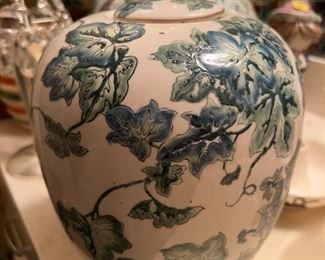 Hand painted vase with lid