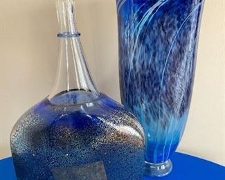 Kosta Boda signed by Bertil Vallien #89254 and hand-blown vase by Jim Bush