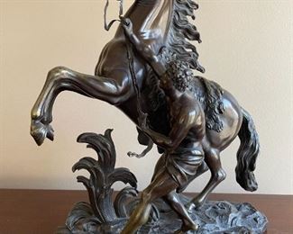 French Bronze "Chevaux De Marly" After Coustou, approx. 20" high