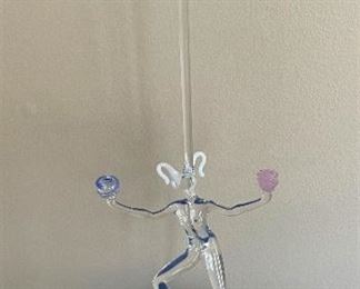 Delicate glass jester figure signed by Payton