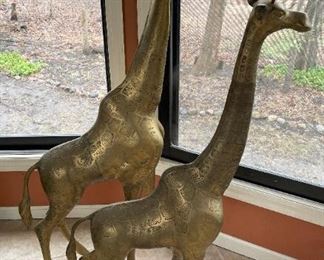 Vintage brass giant Giraffe (pair)