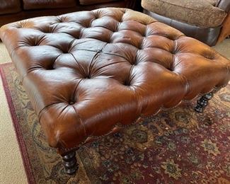 Large leather ottoman