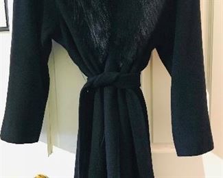 Cashmere Wool coat with blue fox fur collar