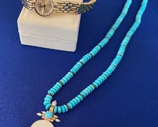 Raymond Weil watch and necklace with 14k gold