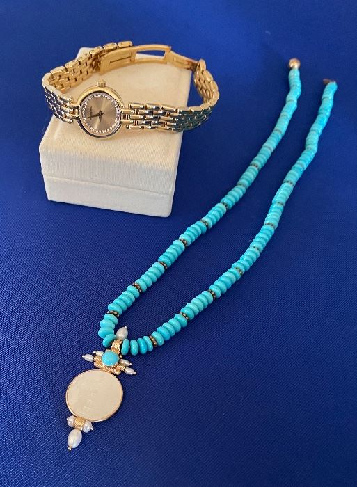 Raymond Weil watch and necklace with 14k gold
