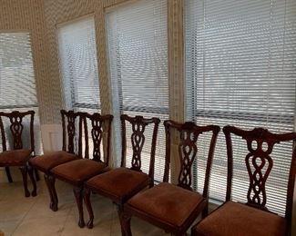 Chippendale Carved Mahogany Dining Chairs, Set of Six