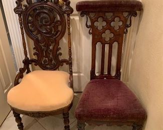 Carved French Walnut Prayer Bench/Chair