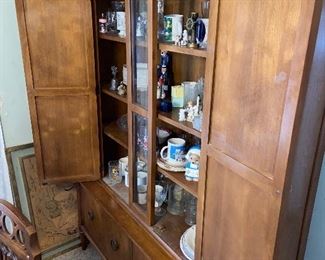 Midmodern China Cabinet with some wear on veneer $250