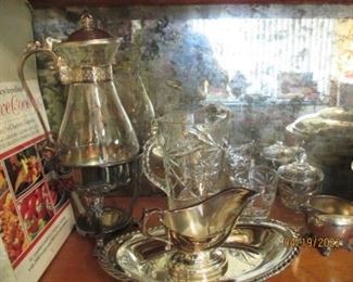 Silverplate serving pieces.  