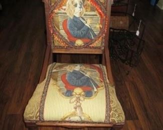 Quirky antique chair on rollers