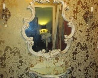 4 Piece wall set.  Mirror, candleabra's, shelf