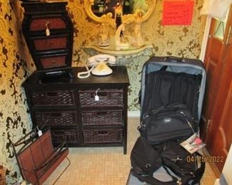 Small Chests, Luggage, magazine rack, vintage telephone