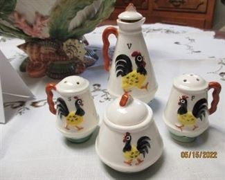 Vintage Sugar, Salt & Pepper Set, with one cruet