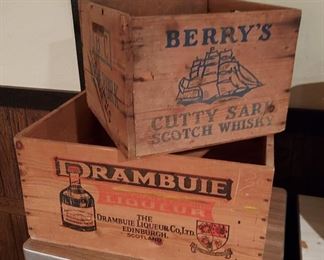 Vintage Drambuie and Cutty Sark wood shipping crates