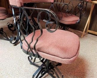 Detail, Vintage wrought iron table and 4 swivel chairs