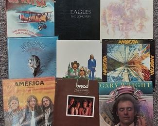 Vintage rock vinyl, Eagles, Joe Walsh, Bread, America and more