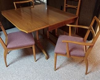 MCM maple dining table + 4 chairs