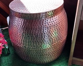 Copper hammered barrel table