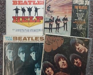 Vintage Beatles vinyl LPs, Rubber Soul, Help soundtrack, Something New, Something New The Beatles and Meet The Beatles