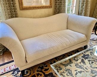 $1,800 - Marge Carson chenille, single cushion sofa with down pillows- 37" H, 91.5" W, 42" D, seat height 18.5".