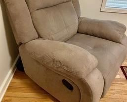 Very Nice Upholstered Reclining Chair in a generous size! Comfort at its finest!