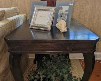 Pair of mahoganized single drawer end tables