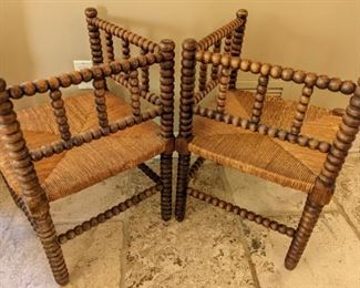 Pair of Childs spool turned corner chairs