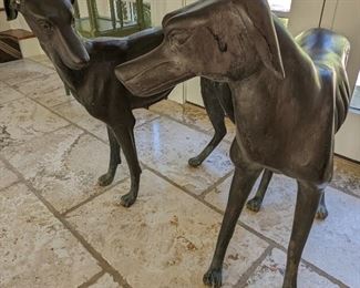 Pair Life Size bronze Whippets