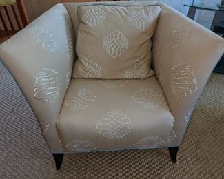 Pair of custom upholstered Club Chairs.