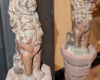 Fantastic Pair of Lion Finial Andirons