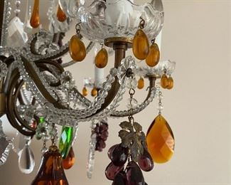 Venetian Crystal Chandelier, with colorful Crystal Detailing!