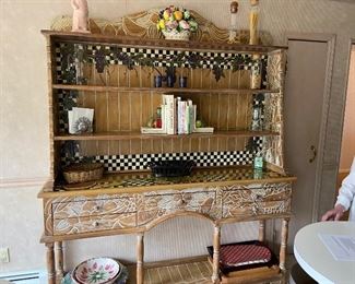Mackensie Childs inspired Display Sideboard, Handpainted and Carved!!