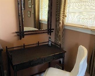 Dark Bamboo Desk and Mirror