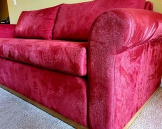 Modern Micro Fiber Suede Sofa in Raspberry. DELIVERY INCLUDED with Full Price Purchase! $350 or bid #5