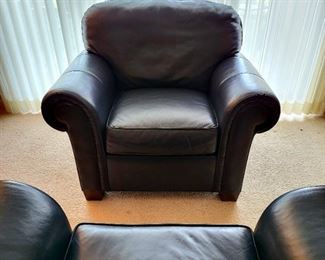 Pair of brand new Club Chairs in midnight blue by Laurent Leather #7 and #8