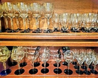 Vintage Etched Stemware 47 pcs $139 or bid #22