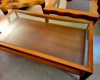 Modern Glass and Maple Cocktail Table and end tables set $250 or bid #35