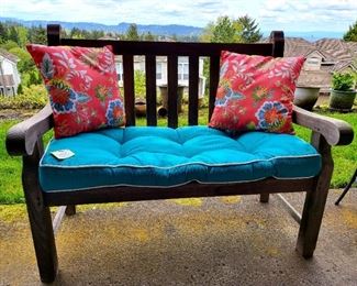 Wooden Bench and cushions $65 or bid #31