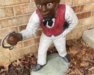 Black Americana Cast Concrete Lawn Jockey