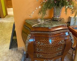 Bombay chest, with green marble top