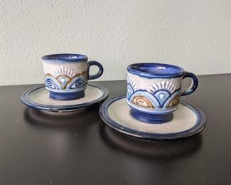 Glazed Stone Mug and Saucer Set