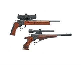 Pair of T/C Arms Contender Series Pistols W/ 6 Various Caliber Barrels