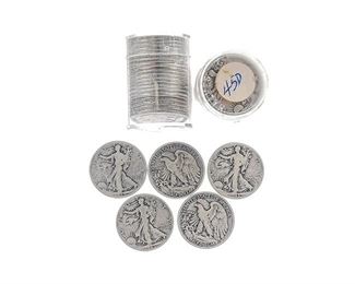 45 Walking Liberty 1/2 Dollar Silver Coins