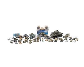 Collection of 62 Collectible Die-Cast & Plastic WWI-Present Land Vehicles & Tanks