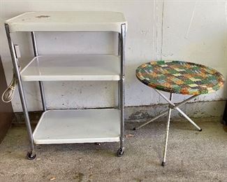 Vintage Metal Cart; Metal Table