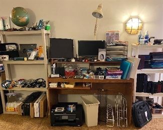 Computer Desk; Office Supplies; Keyboards, Computer Mouse(s); Globe; Dell and Acer Computer Monitors; Computer Bags; Electronic Cords; Brother Printer; Digital Camera Compact Card Readers; Neuros MPEG4 Video Recorder 2; Power Invertors; PC Card Adapter