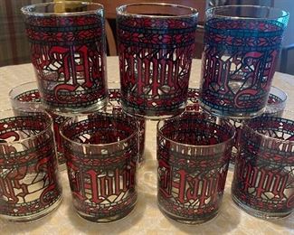 Vintage Happy Holidays Glassware Set 11pc